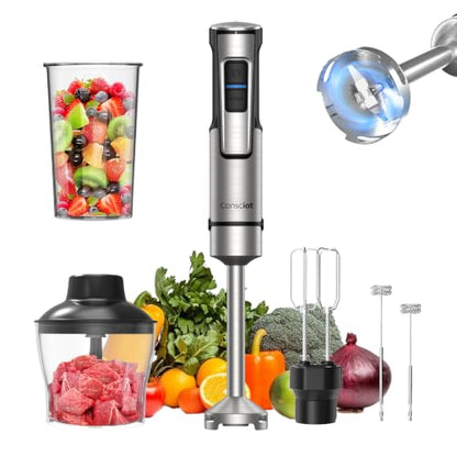Consciot 5-in-1 Immersion Blender Handheld Max 1100W, 21-Speed & Turbo Mode