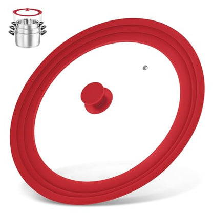Extra Large 13-14-15 in Universal Lid for Oversized Pots, Pans and Skillets, Pot Lid Tempered Glass Lid with Heat-Resistant Silicone Edge, Cookware Lids, Replacement Frying Pan Cover