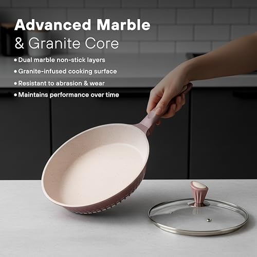 Kochstelle 13pcs Pots and Pans Set Nonstick, Marble Ceramic Coating Induction Cookware Set, Non Stick Kitchen Cooking Set with Frying Pans, Saucepans & Utensils, PFOA & PFOS Free