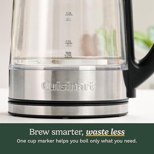 Cuisinart 1.7L Glass Variable Temperature Control Electric Kettle 110°F–212°F with Touchscreen Controls, Illumination, Dual‑Layer Cool‑Touch Design & Nondrip Spout