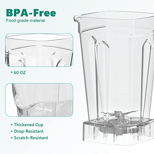OMMO Blender 1800W, Professional High Speed Countertop Blender with Durable Stainless Steel Blades, 60oz BPA Free Blender for Shakes and Smoothies, Nuts, Ice and Fruits, Dishwasher Safe