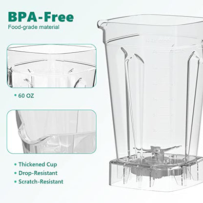OMMO Blender 1800W, Professional High Speed Countertop Blender with Durable Stainless Steel Blades, 60oz BPA Free Blender for Shakes and Smoothies, Nuts, Ice and Fruits, Dishwasher Safe
