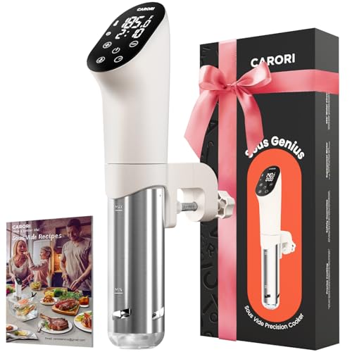 Carori Sous Vide Machine 1100W, Sous Vide Precision Cooker, Ultra Quiet Immersion Circulator with Recipes, Accurate Temperature and Time Control with Adjustable Clamp, Brushless Motor, White
