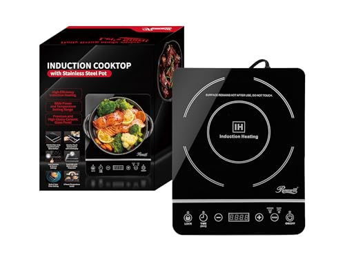 Rosewill Induction Cooker 1800 Watt, Induction Cooktop, Electric Burner with Stainless Steel Pot 10" 3.5 QT 18-8, RHAI-13001