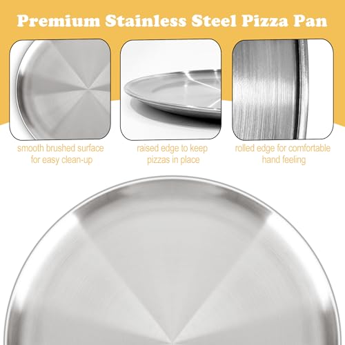 AWTBDP 13½ Inch Pizza Pan for Oven, Non-Stick Large Round Stainless Steel Pizza Pans, Durable Non-Toxic Pizza Tray for Cookie Pizza Pie Cake, Easy Clean & Dishwasher Safe