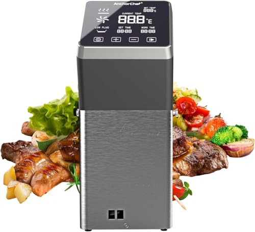 AnchorChef Immersion Circulator, Commercial Restaurant Sous Vide Machine, Large capacity sous vide cooker 1400W, Fast-Heating, With large Touchscreen Accurate Temperature Timer (120V with WiFi)