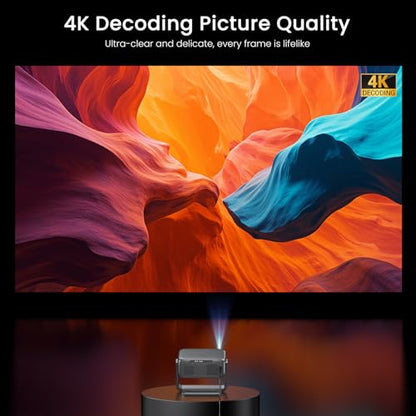 2000 ANSI Official Licensed Google TV Outdoor Projector 4K Decoding, Smart Projector with Wifi and Bluetooth, Auto Focus, Dolby Sound, Built-in Apps, HAPPRUN Indoor Home Theater with 270° Stand