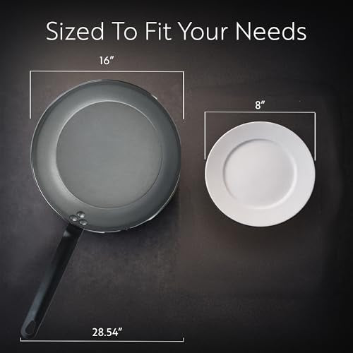 Restaurantware Met Lux 16 Inch Fry Pan, 1 No-Stick Frying Pan - Induction-Ready, Triple-Riveted, Silver Carbon Steel Cooking Skillet, Durable, For Searing, Sauteing, And Browning Food