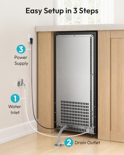 EUHOMY 15" Under Counter Ice Maker, 90lbs/24H, 24lb Bin, Gravity Drainage
