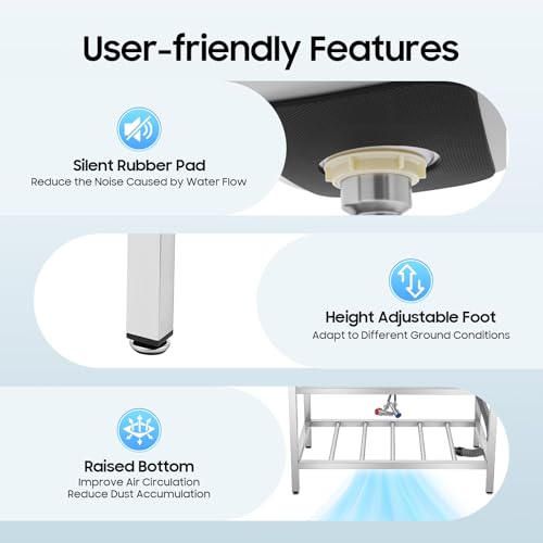 BANEBONE Portable Commercial Stainless Steel Freestanding Single Bowl Utility Sink Set - Outdoor Kitchen Sink for Restaurant Cafe Hotel Garage and Laundry Room with 2-Tier Storage Shelves (H 30.7in)