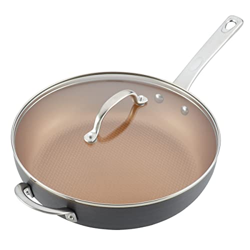Ayesha Curry Kitchenware Ayesha Curry Home Collection Hard Anodized Nonstick Cookware Pots and Pans Set, 9 Piece, Charcoal Gray