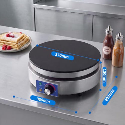 TOPKITCH 16" Commercial Electric Crepe Maker Crepe Machine with Adjustable Temperature Control, Thick Cast Iron Cooking Surface, Pancake Maker Griddle,120V-1800W