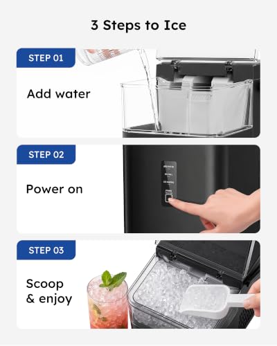 SIMZLIFE Nugget Ice Maker Countertop 38 lbs/Day Fast Chewable Ice in 5 Mins
