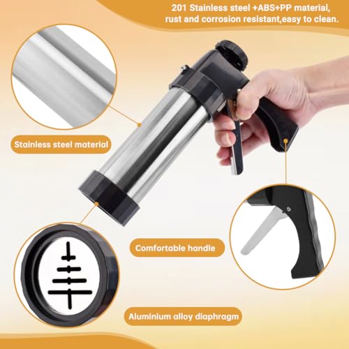 Professional Churro Maker Machine with 16 Discs & 8 Nozzles, Cookie Press Gu-n Kit, Multi-Function Cookie & Dough Press for DIY Dessert Making Decorating Baking Supplies