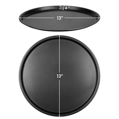 DecorRack 13 Inch Carbon Steel Pizza Pan, [Premium] Non-Stick Coating, Commercial Grade, Serving Tray, Heavy Duty Round Baking Tray for Oven Use (1 Pack)