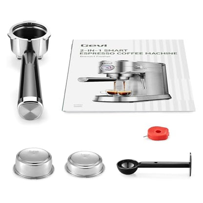 Gevi Commercial Espresso and Coffee Makers, Professional 20 Bar Espresso Maker with Milk Frother, Stainless Steel Expresso Coffee Machines for Home, Compact Cappuccino Machine, Great Gift