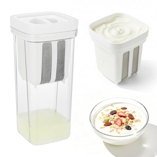 2.1QT Greek Yogurt Maker Strainer with Ultra Fine Mesh and Lid, Greek Yogurt Strainer for Homemade Thick Greek Yogurt, Cheese, Kefir, and Cold Brew Coffee