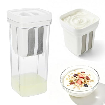 2.1QT Greek Yogurt Maker Strainer with Ultra Fine Mesh and Lid, Greek Yogurt Strainer for Homemade Thick Greek Yogurt, Cheese, Kefir, and Cold Brew Coffee