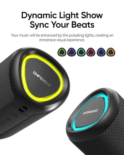 Portable Bluetooth Speaker Beach Essentials: Powerful Crystal Clear Sound/Dynamic Light/IPX5 Waterproof/All Day Playtime/Wireless BT 5.3/TWS Paring, Mom Gifts, Outdoor|Travel|Camping|Pool Accessories