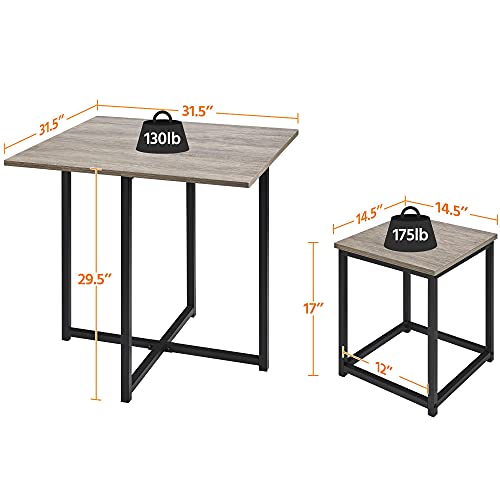 Yaheetech Small Dining Table Set for 4, Space Saving Table and Chairs, Gray