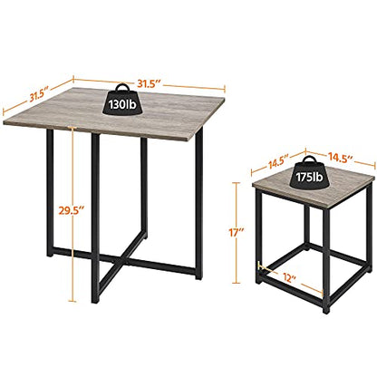 Yaheetech Small Dining Table Set for 4, Space Saving Table and Chairs, Gray