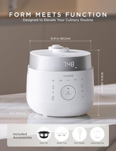 CUCKOO Twin Pressure Rice Cooker 6-Cup Uncooked / 12-Cup Cooked with Induction Heating Technology, 20 Menu Modes with Voice Guide, Versatile Rice Maker Multi-Cooker & Pressure Cooker (CRP-LHTR0609FW)