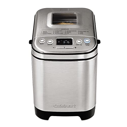 Cuisinart Bread Maker Machine + 4-Count Mini Loaf Pan Set, Automatic Stainless Steel, 12 Programs, 3 Loaf Sizes up to 2 lb, 3 Crust Colors, Nonstick Bundle