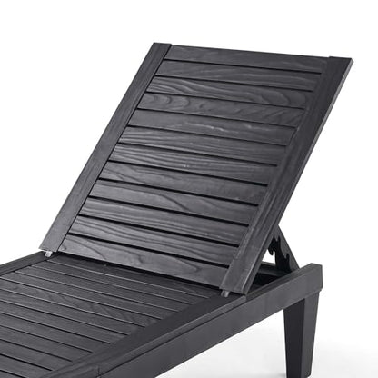 Nestl Patio Chairs - Black Chaise Lounge Chair Outdoor, 5-Position Adjustable Sun Tanning Chair, Waterproof Pool Lounge Chairs Set of 2, Reclining Lawn Chair, Lightweight Outdoor Lounge Chairs