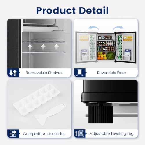 BANGSON Mini Refrigerator for Dorm Bedroom, Compact Fridge, Energy-efficient, Low Noise