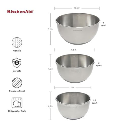 KitchenAid Stainless Steel Mixing Bowls, Set Of 3