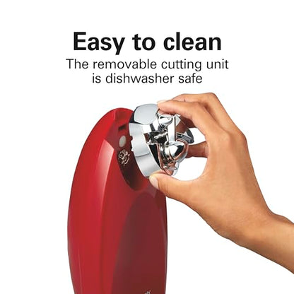 Hamilton Beach Electric Automatic Can Opener with Auto Shutoff, Knife Sharpener, Cord Storage, and SureCut Patented Technology, Extra-Tall, Red