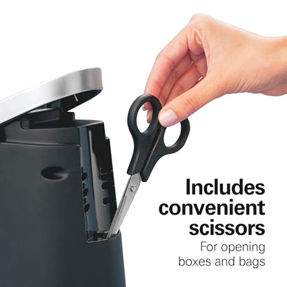 Hamilton Beach Smooth Edge Electric Automatic Can Opener for Kitchen with Easy Push Down Lever, Extra Tall, Includes Stainless Steel Scissors, Black and Chrome (76607)
