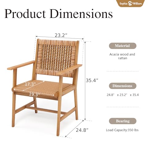 Sophia & William 2-Piece Patio Dining Set, Rattan, Chairs, Dark Brown