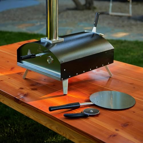 Stoke Wood Fired Outdoor Pizza Oven - Portable Stainless Steel Pizza Grill, Wood Pellet Outdoor Cooking Pizza Maker, Backyard Pizza Ovens For Authentic Stone Baked Pizzas - Black 13"inches