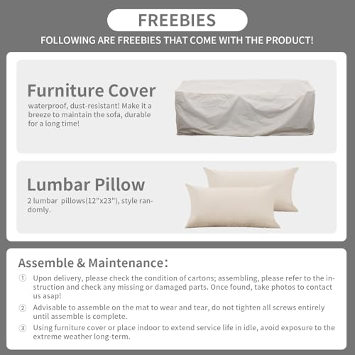 Rattaner Patio Furniture 3-seat Sofa Wicker Outdoor Furniture Outdoor Couch Deep Seat Hight Backrest Waterproof Cover Anti-Slip Cushions, Khaki