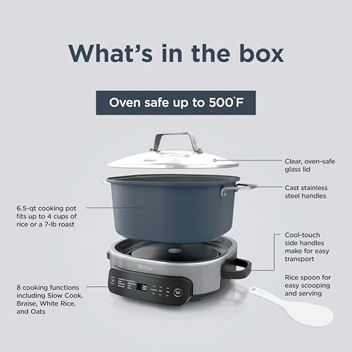 Ninja MC1101 Foodi Everyday Possible Cooker Pro, 8-in-1 Versatility, One-Pot Faster Cooking Replaces 10 Tools, Family-Sized Capacity with Adjustable Temp Control, 6.5 quarts, Midnight Blue