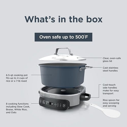 Ninja MC1101 Foodi Everyday Possible Cooker Pro, 8-in-1 Versatility, One-Pot Faster Cooking Replaces 10 Tools, Family-Sized Capacity with Adjustable Temp Control, 6.5 quarts, Midnight Blue