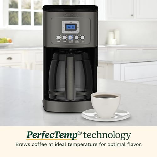Cuisinart 14-Cup Coffee Maker, Programmable PerfecTemp Glass Carafe Coffee Machine with 1-4 Cup Setting, Brew Strength Control and Pause, Stainless Steel, DCC-3200BKSNAS, Black