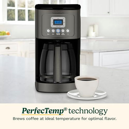 Cuisinart 14-Cup Coffee Maker, Programmable PerfecTemp Glass Carafe Coffee Machine with 1-4 Cup Setting, Brew Strength Control and Pause, Stainless Steel, DCC-3200BKSNAS, Black