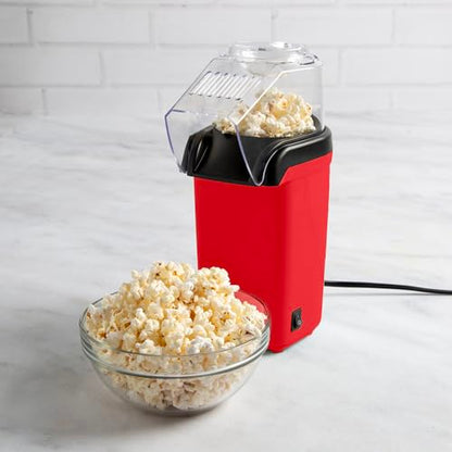 Tasty Hot Air Popcorn Popper, Healthy and Delicious Popcorn in Minutes, Fast and Easy-to-Use, Built-In Measuring Cup and Butter Warmer, 8 Cups, Red
