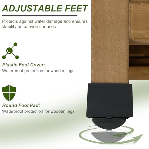 Ketive Outdoor Storage Cabinet, Wood & Metal Small Garden Tool Storage Cabinet with Weather-Resistant Asphalt Roof, Double Lockable Doors & Removable Shelves for Porch, Patio, Garden, Backyard