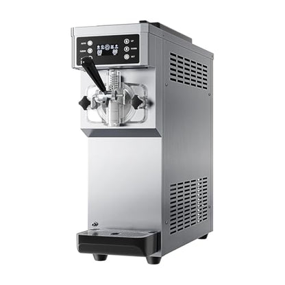 Commercial Ice Cream Maker Machine 1200W Single Flavor Soft Serve Ice Cream Machine 3.2 to 4.2 Gal/H 110V Ice Cream Machine with Pre-Cooling, Auto Clean, 6L Hopper for Restaurant Snack Bar