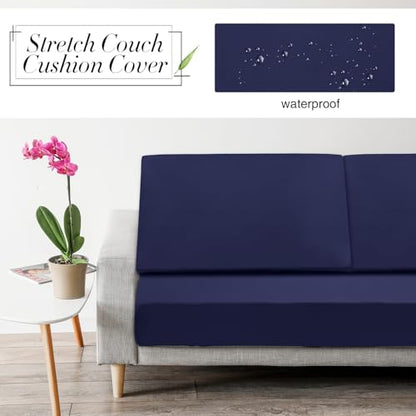Newwiee 8 Pcs Stretch Patio Outdoor Cushion Covers Replacement,Navy Blue