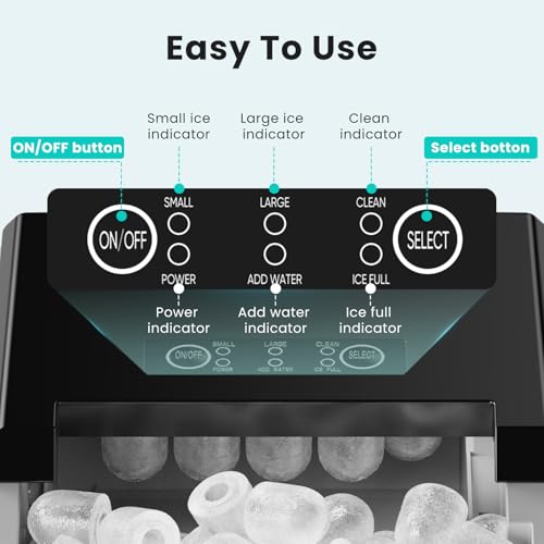OLIXIS Countertop Ice Maker Machine with Handle, Auto-Cleaning Portable Ice Maker with Basket & Scoop, 26lbs in 24Hrs & 9 Cubes in 6 Mins, 2 Cube Sizes, for Home Party Camping RV, Black
