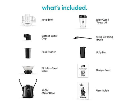 magic bullet Mini Juicer, Countertop Space-Saving, 2" Feed Chute for Fruits and Vegetables, 400W, 16oz Cup, Compact Design, Black, MBJ50100AK