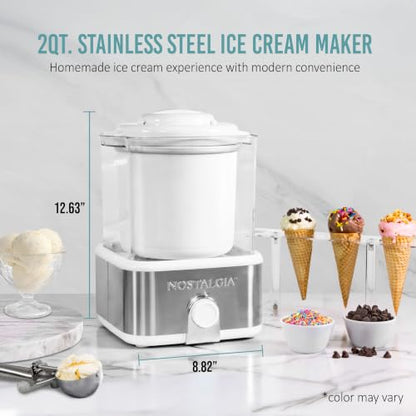 Nostalgia Electric Ice Cream Maker, White