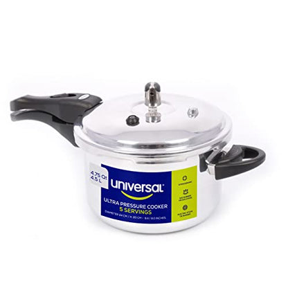 Universal Ultra 4.75 Quart Pressure Cooker, Anti-Rust Aluminum Stovetop Pressure Cooker with 5-Layer Safety System, Dishwasher Safe, 5-Serving Capacity