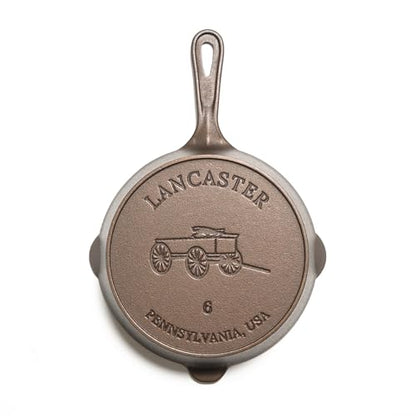 Lancaster Cast Iron No. 6 skillet - 8 3/4 inch diameter Pre-seasoned Frying Pan, Made in USA
