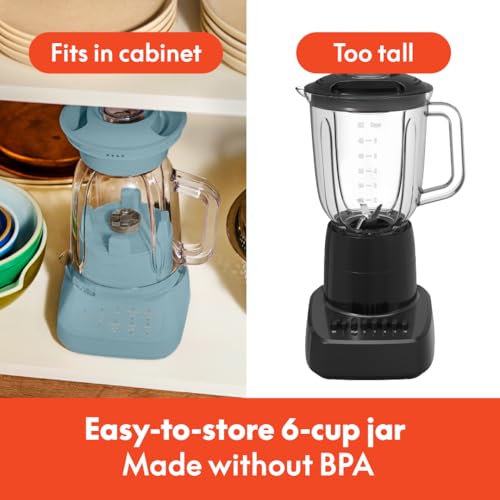 bella 10 Speed Countertop Blender, Juicer & Smoothie Maker, Fits-anywhere™ Kitchenware, Slim Flip & Store Design, Dishwasher Safe 48oz Capacity Pitcher & Lid, Stainless Steel Blade, 450 Watt, Surf