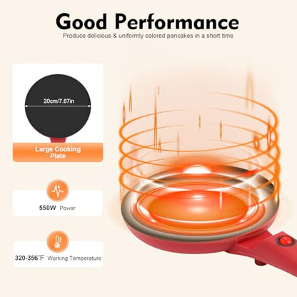 Kankyday Crepe Maker, 8-Inch Electric Crepe Pan, 550W Nonstick